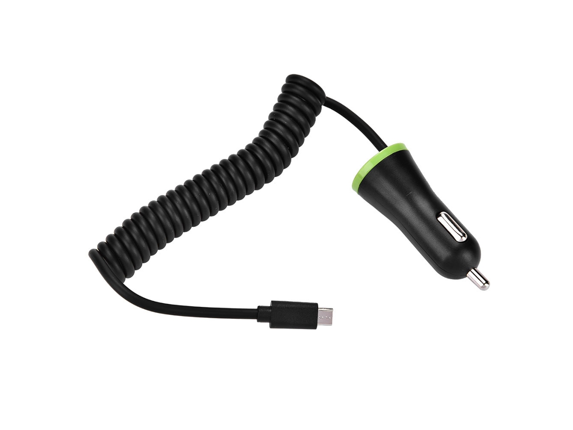 Cargador De Coche 5v 2.1a Con Cable Enrollado Retráctil De Resorte Para Teléfonos Micro Usb