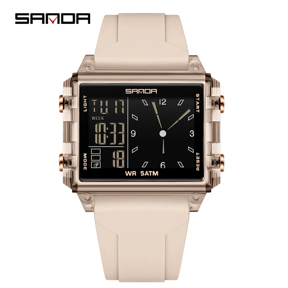 Reloj Digital Para Mujer (caqui) Con Calendario Luminoso, Resistente Al Agua, Para Deportes Al Aire Libre Y Uso Casual.