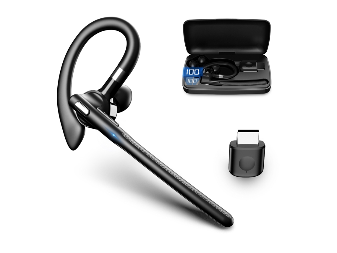 Auriculares Bluetooth 6.1 de una mano, 100 horas de autonomía en espera, para conducir, oficina, camioneros, color negro HEXINYIGJLY
