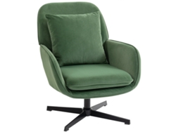 Sillón giratorio con soporte lumbar, tapizado en tela de terciopelo verde.