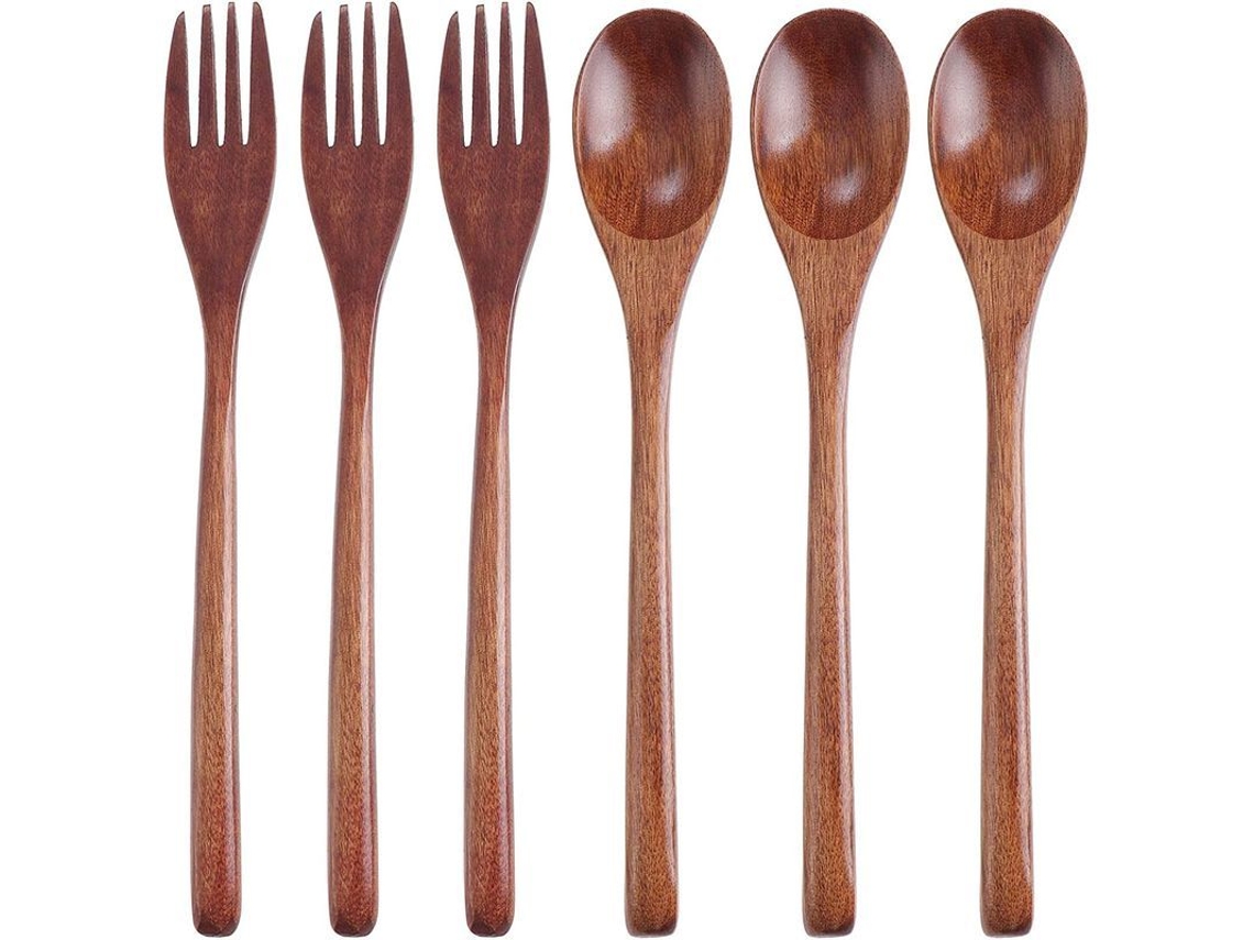 2026altiro-juego De Cuchara Y Tenedor De Madera Con Mangos Largos, Vajilla Duradera.