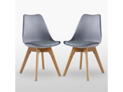 Conjunto de 2 Cadeiras de Jantar LIFE INTERIORS (83 x 44 x 48 x 46 - Couro Sintético - Cinzento)
