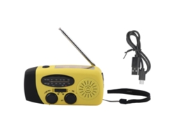 Radio de emergencia multifuncional portátil con energía solar y linterna LED para acampada al aire libre, color amarillo, fabricada en Europa (modelo 2026).