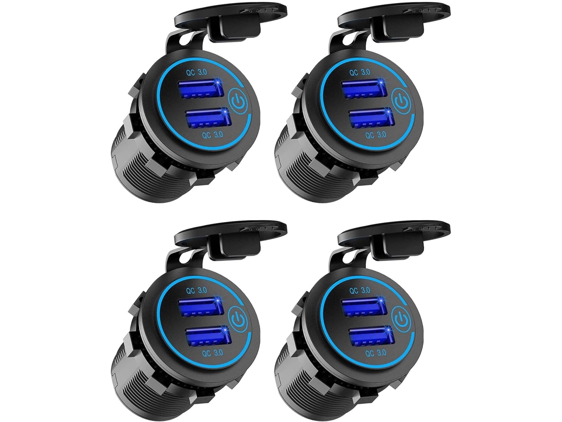Tomas De Corriente Dobles Usb De 12 V Para Cargador De Coche Con Interruptor De Corriente Qc 3.0