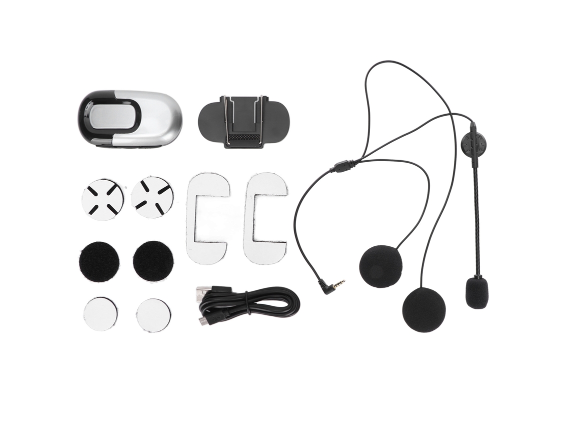 Auriculares Bluetooth Para Casco De Motocicleta Con Reducción De Ruido, Audio Hifi Y Batería De 1100 Mah - Plateado