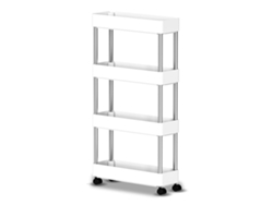 Carrito de almacenamiento delgado con 4 niveles y estantes móviles, carrito rodante estrecho para cocina, baño y sala de estar.