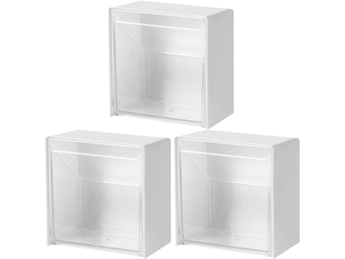 Kit De 3 Caixas Organizadoras De Parede Yarnow Para Banheiro, Design Simples, Material À Umidade, Ideais Para Organizar