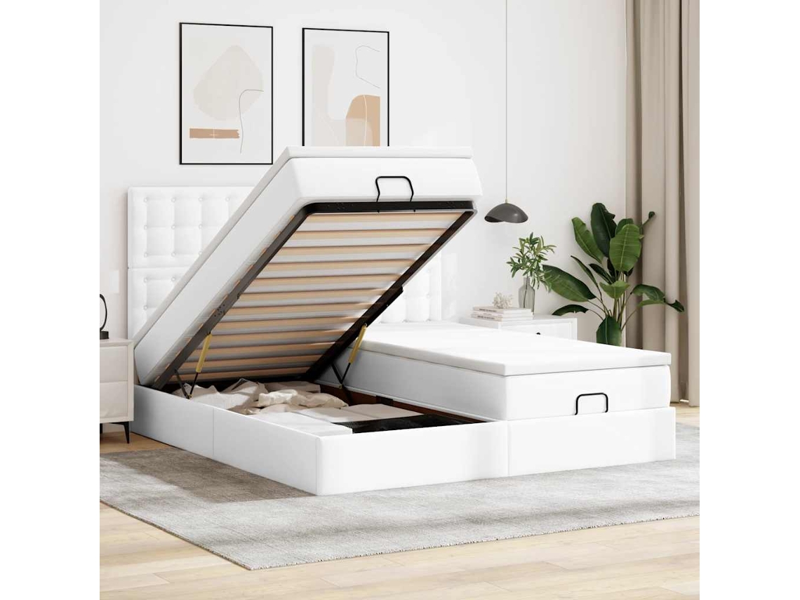 Estructura Cama Otomana Colchones Blanco Puro 200x200cm
