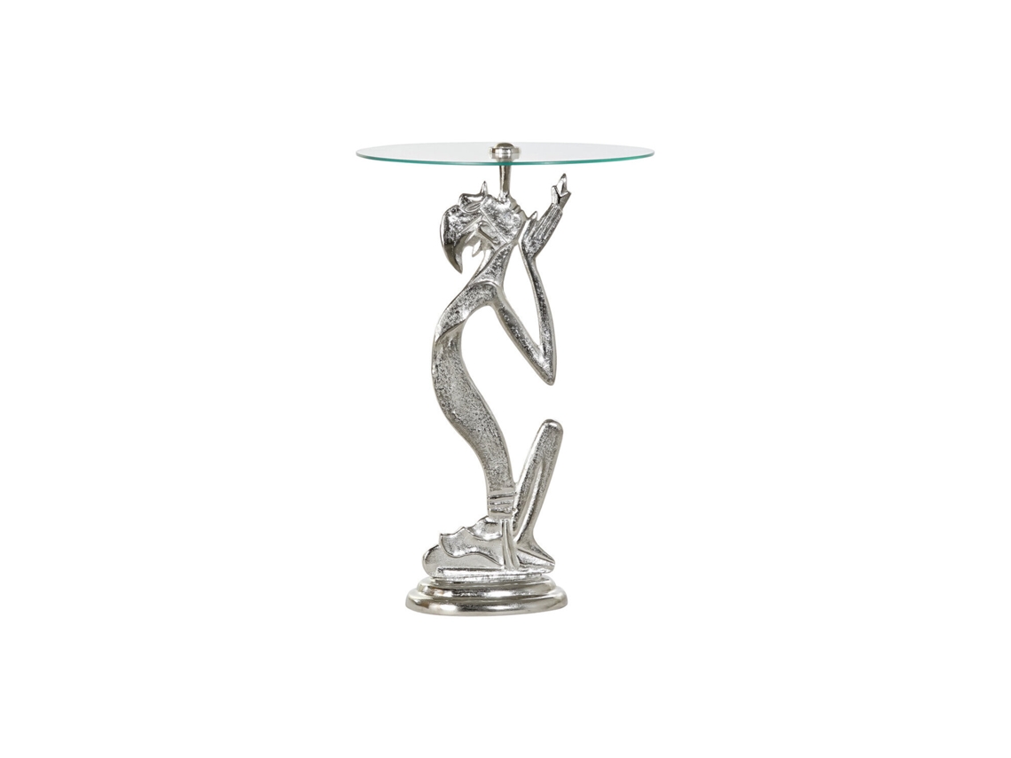 Mesita Auxiliar Aluminio Cristal Persona 46x46x72cm