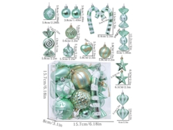 16 artículos navideños de plástico: adornos, figuras y regalos navideños en verde menta. Yunzii (formas irregulares)