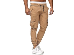 2026-pantalones Cargo Para Hombre Con Cintura Elástica Y Bolsillos Slim Fit Deportivos De Mezcla De Algodón Con Puños