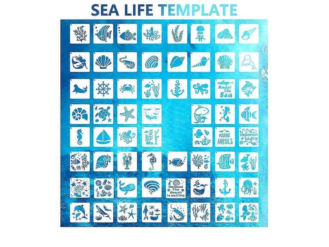 62 Plantillas Huecas Recortadas De Animales Marinos Para Pintar, Ideales Para Manualidades Y Decoración.