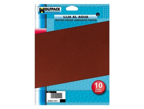 Lija Agua Grano 220 (Pack 10 Pliegos) WOLFPACK