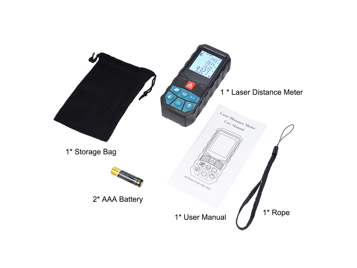Medidor De Distancia Láser Con Sensor De Ángulo, Pantalla Lcd De 2 Pulgadas, Alta Precisión, Modos De Medición, Clasificación Ip54.