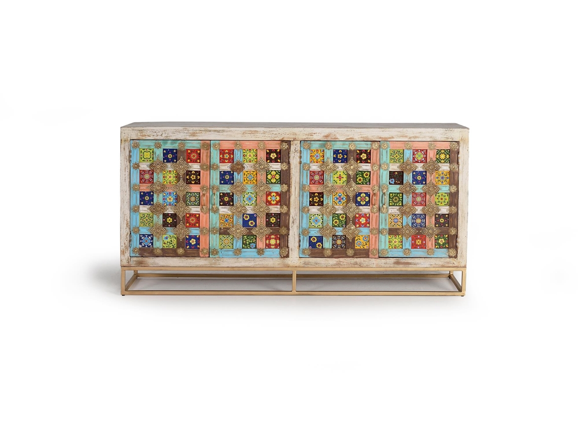 Mueble Multicolor con Detalles en Bronce 90X180X40 GINER Y COLOMER