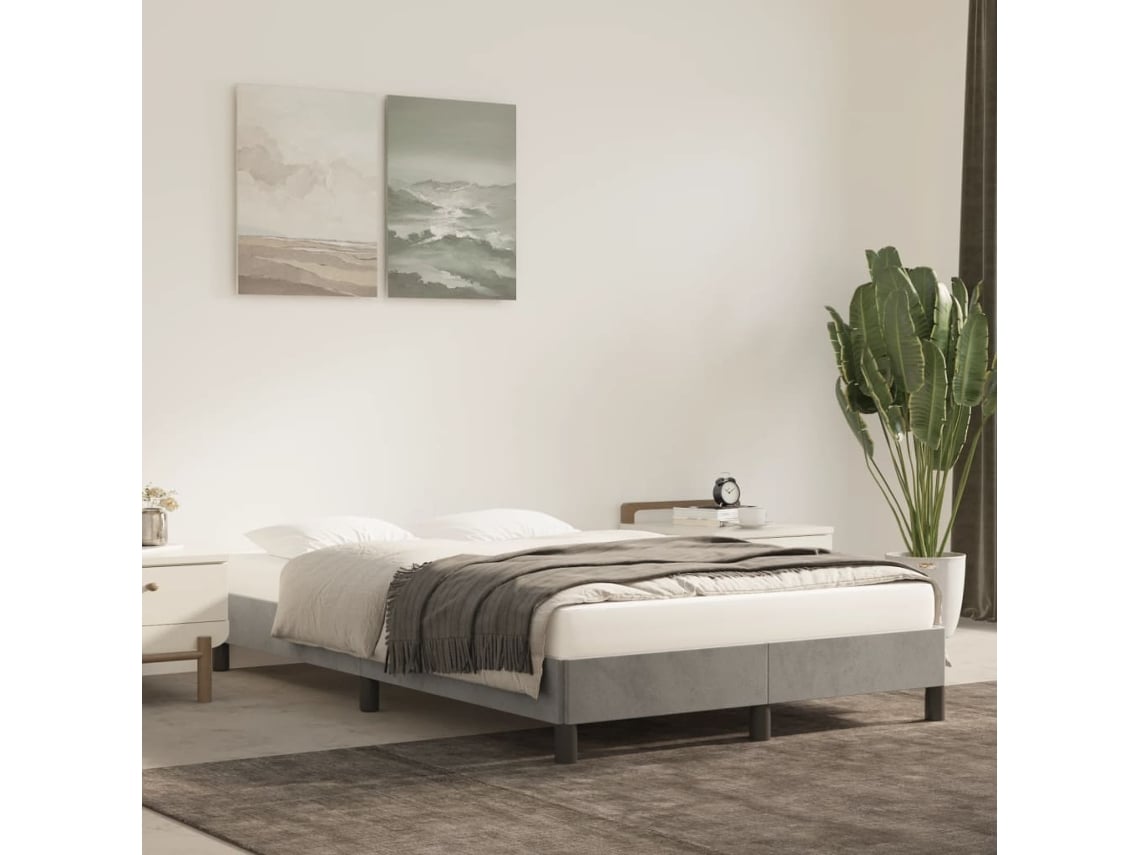 Estructura De Cama Sin Colchón Terciopelo Gris Claro 120x200 Cm