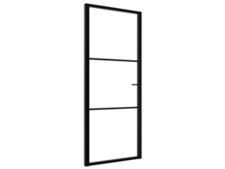 Maison Exclusive - Puerta Interior Vidrio Esg Y Aluminio Negro 83x201,5 Cm