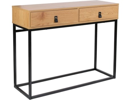 Home Deco Factory madera y metal abbott mobilier mesa escritorio consola sellette mueble entrea negro natural 100.00 35.00 80.50 kasa 100x35x81