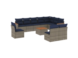Maison Exclusive - Conjunto De Sofá De Jardín De 11 Piezas Con Cojines, Poliratán Gris