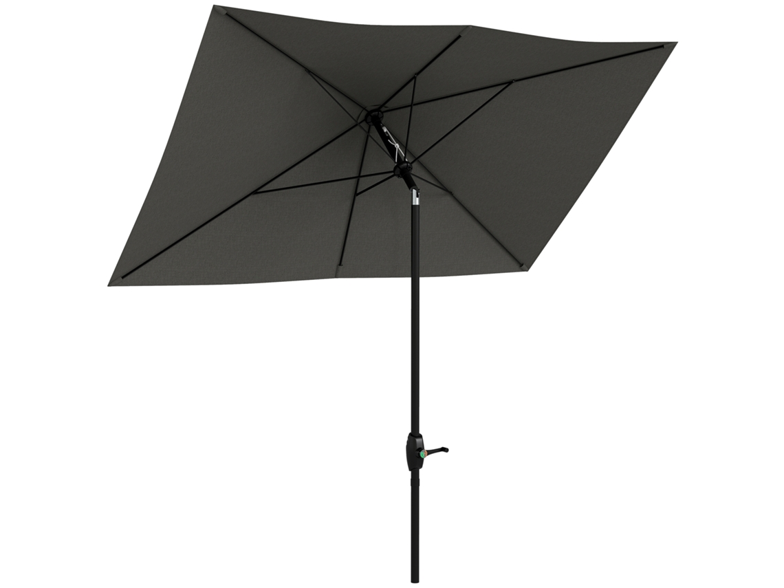 Sombrilla de jardín 205x290x248 cm 6 varillas Apertura manual Protección UV Gris oscuro
