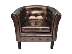 vidaXL Sillón con diseño de cubo cuero sintético marrón