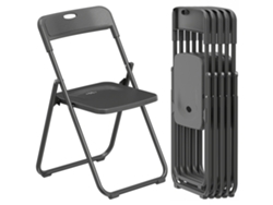Conjunto 6 Cadeiras Dobráveis Encosto Curvo Assento Côncavo Ventilação 48,5x47x75cm Preto