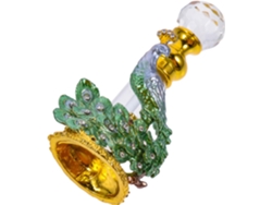 Frasco Pequeño De Perfume Vintage Recargable En Vidrio Esmaltado Verde Pavo Real Para Aceites.