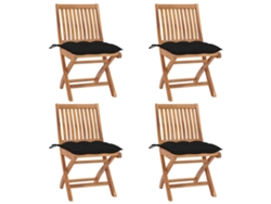 Sillas de jardín plegables de 4 piezas con cojines DKD Home Decor