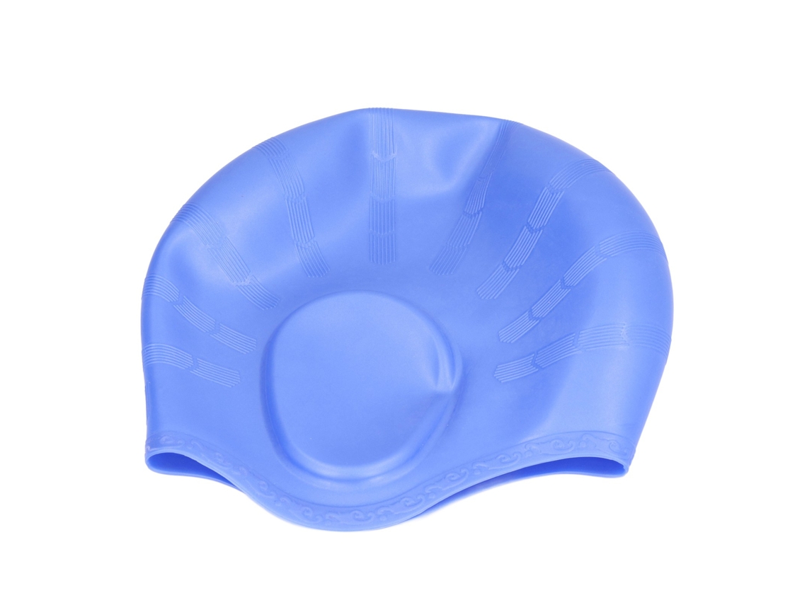 Gorro de natación azul con protección auditiva de silicona impermeable