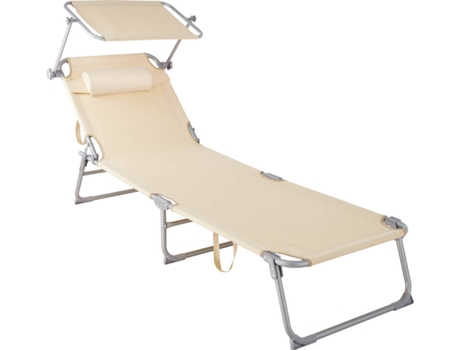 Tumbona TECTAKE Chloe (Beige - Acero - 161x68x111 cm)