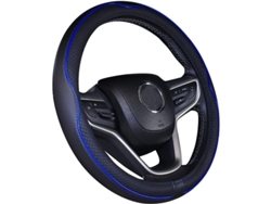 Protector Volante Cuero Microfibra 37-38cm Para Coches Negro Azul Oscuro Fácil Instalación