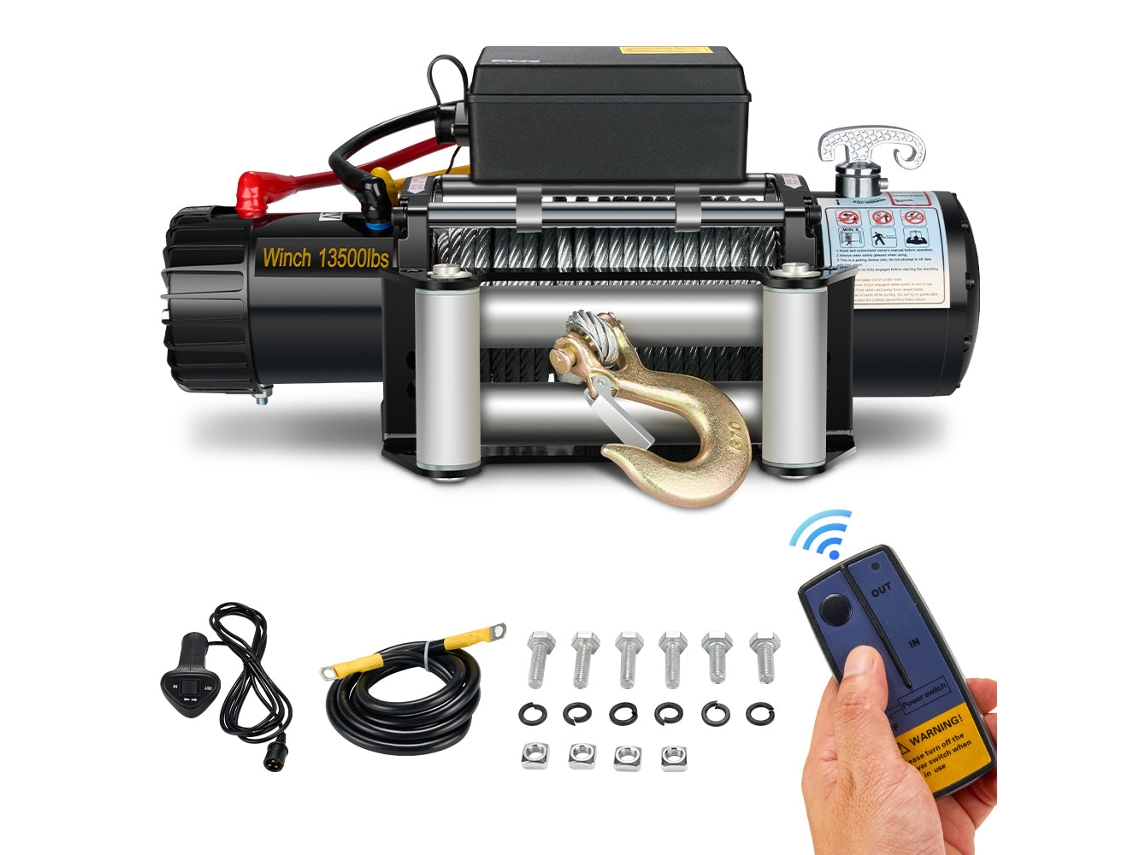 Cabrestante Eléctrico 13500lbs/6075kg 12v, Cabrestante Eléctrico Con Control Remoto Inalámbrico