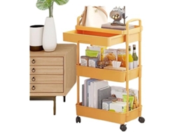 Carrito de almacenamiento multifuncional con ruedas y tres estantes, para cocina, baño, dormitorio y sala de estar.
