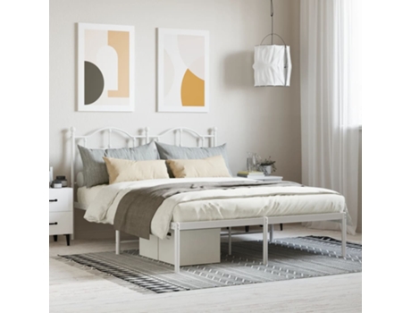 Estructura de cama con cabecero VIDA XL metal blanco (135x190 cm)