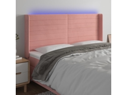Cabecero Con Led De Terciopelo Rosa 163x16x118/128 Cm