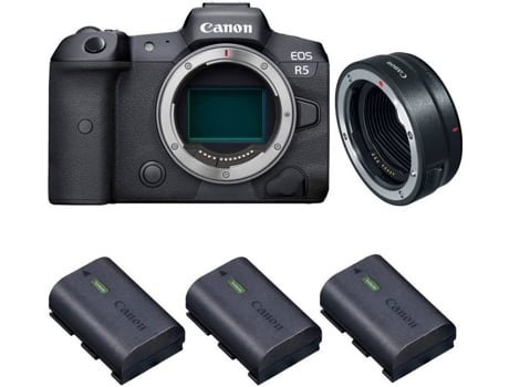 Kit Cámara Mirrorless, Adaptador y Baterías CANON EOS R5 (45 MP - Sensor: Full Frame - ISO: 100 a 51200)
