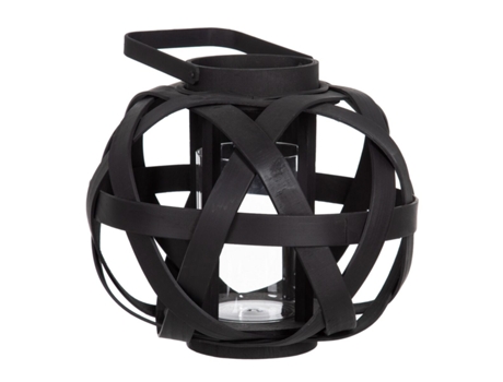 Farol Portavelas Negro Bambú 30 x 30 x 26 cm