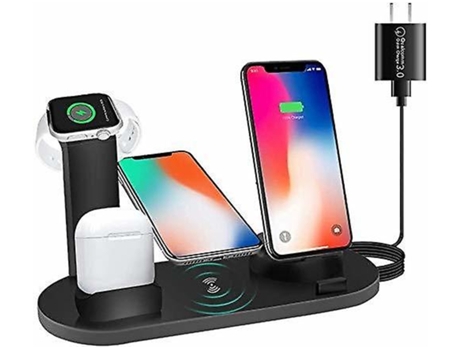 Cargador Inalámbrico con Adaptador Estación de Carga Inalámbrica 4 en 1 Soporte de Carga Inalámbrico para Airpods Pro Watch BISBISOUS