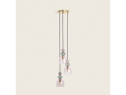 LEDKIA Lámpara Colgante Metal y Cristal Tri Baudelaire Rosa