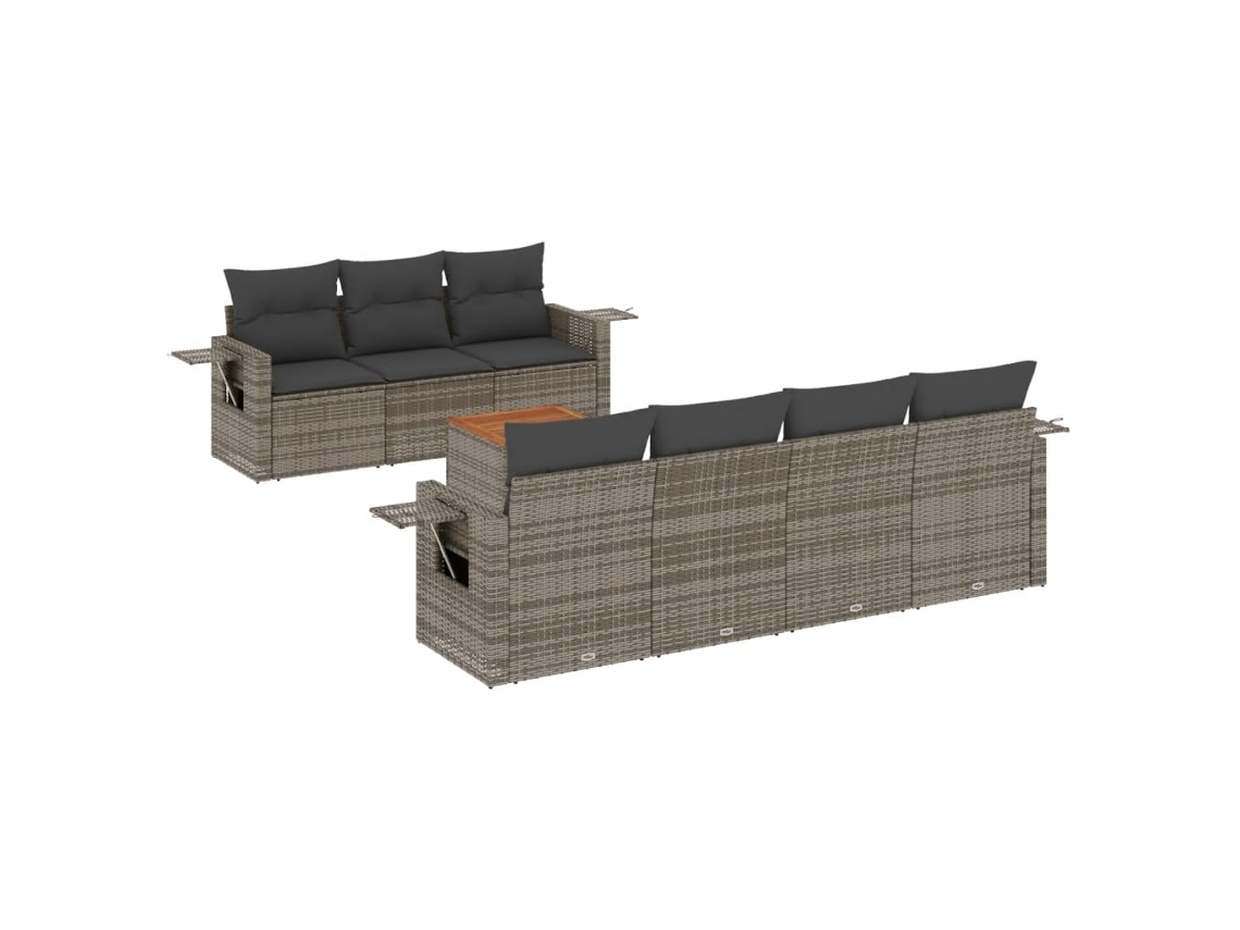 Maison Exclusive - Conjunto de sofás de jardín de 8 piezas con cojines de mimbre y patas grises