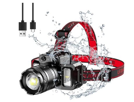 Linterna Frontal Led Recargable 6 Modos Ipx6 Impermeable Ángulo Ajustable 360 Sensor de Movimiento Frontal Negro Bisbisous VIGA EUROPE