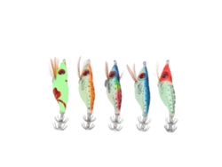 2026rebe-5pcs Cebo De Camarón De Madera Falsa Con Anzuelo Luminoso Para Pesca, Lure Wobbler Jig Artificial Para Calamar