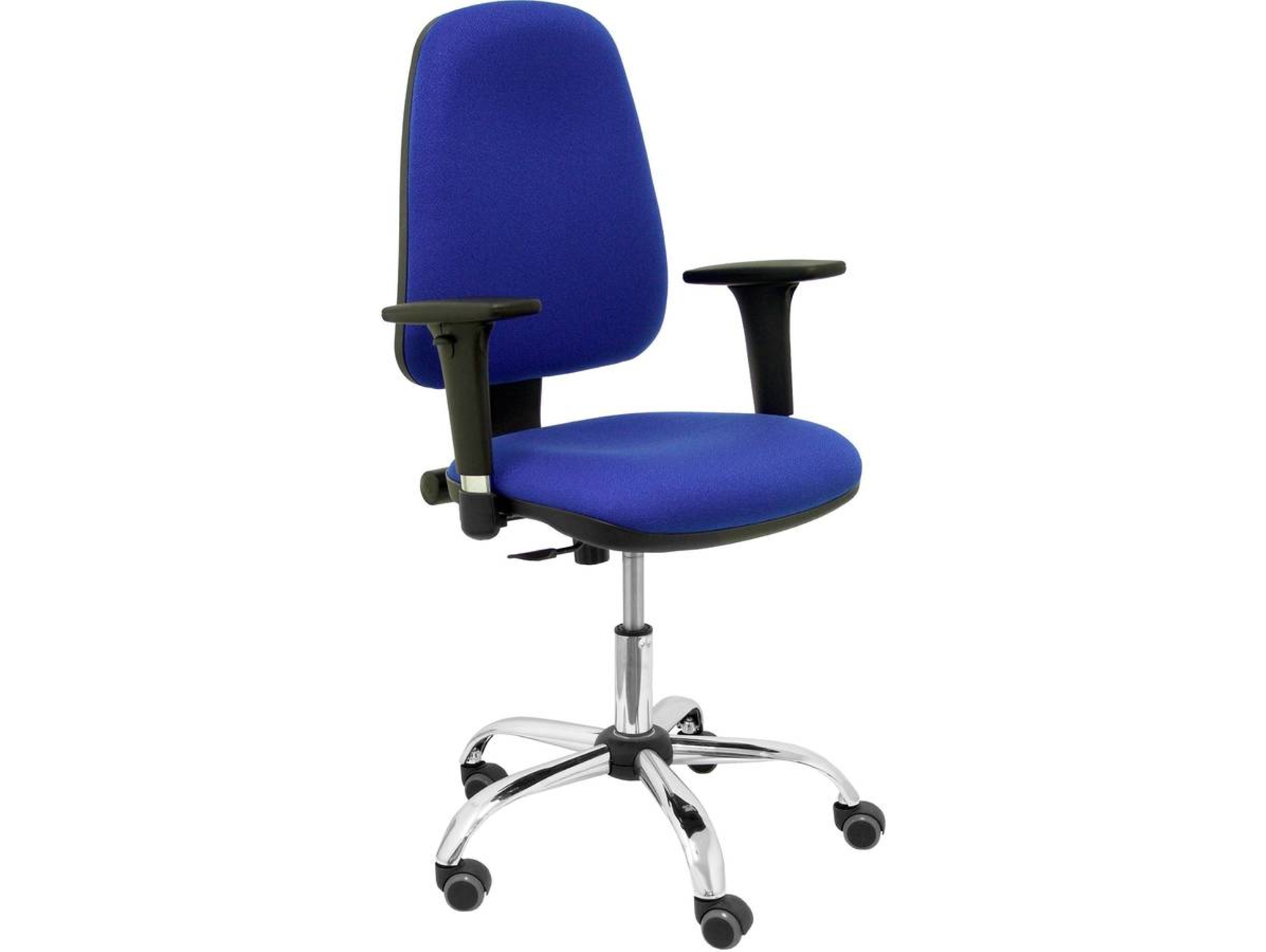 Silla de Escritorio Operativa PIQUERAS Y CRESPO Socovos Azul con ruedas de parqué (Brazos regulables - Tejido)