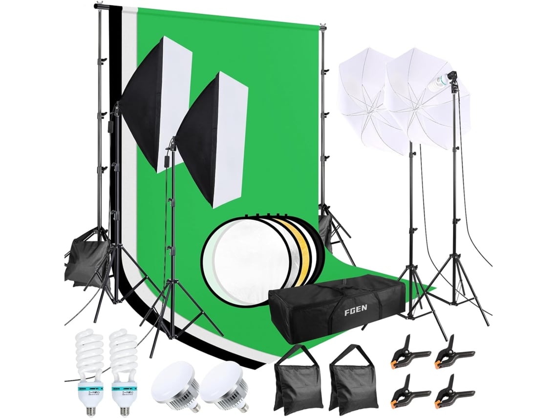 Kit de iluminación de estudio de fotografía y video estructura de luces de fondo y cajas de luz