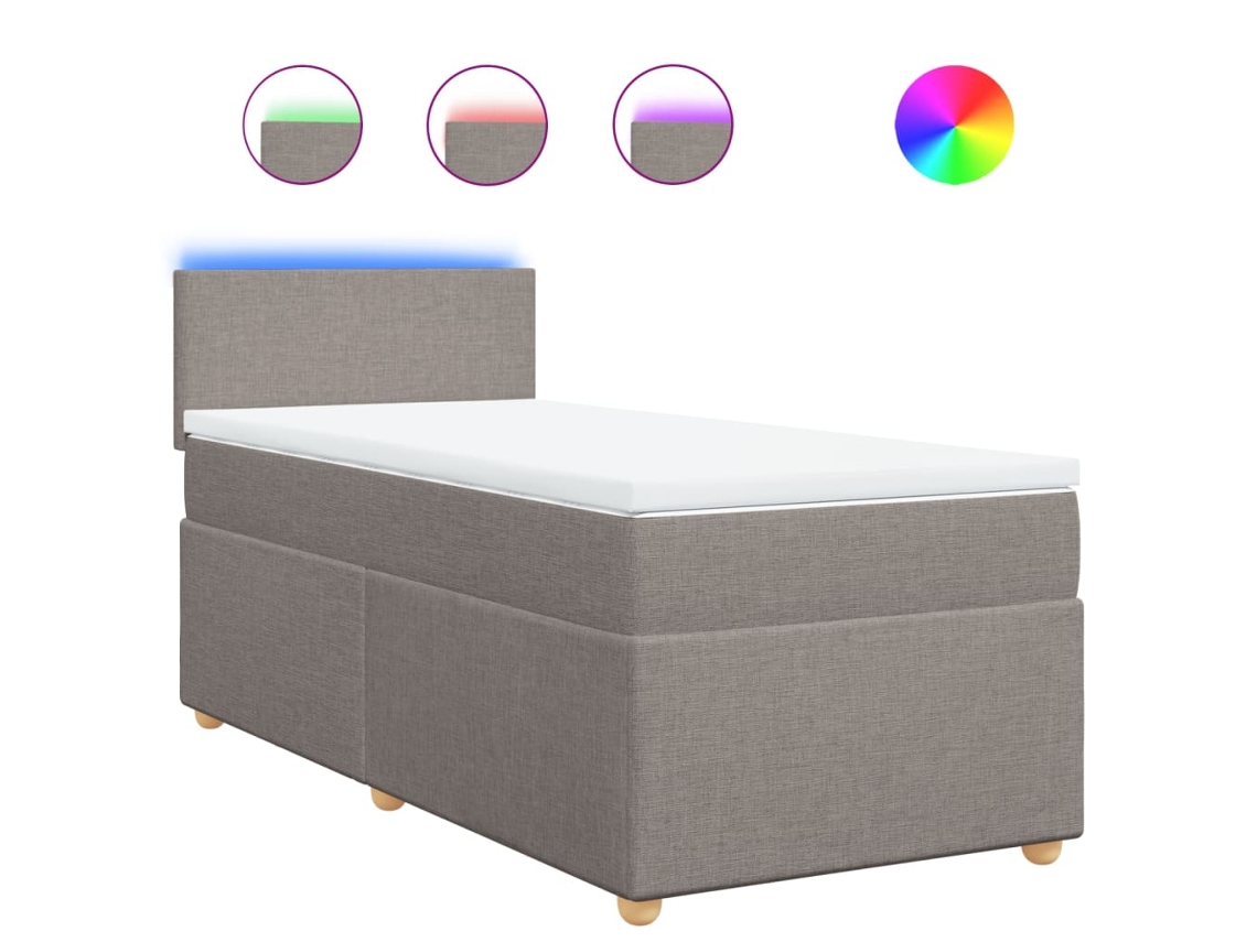 Maison Exclusive - Cama Box Spring Con Colchón Tela Gris Taupe 90x200 Cm