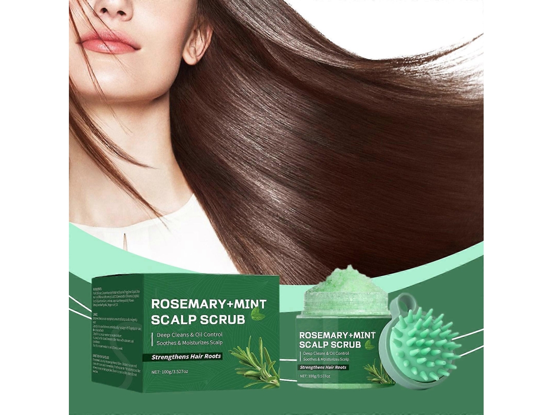 Kit de cuidado capilar con champú exfoliante para el cuero cabelludo con romero, menta y peine de masaje Jinyubo Store (100 g)