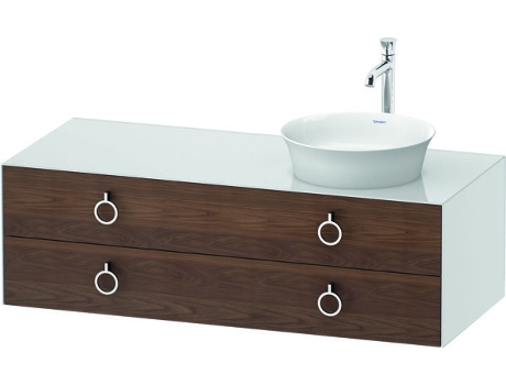 DURAVIT Tulip blanco, mueble de baño colgado en la pared, ancho 1300 x profundidad 550mm, con 2 cajones, con tirador, WT4992R