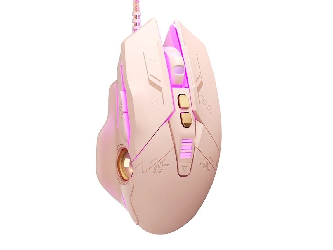 YIZHOOD W8 Ratón con cable Computadora portátil Silencioso Lindo Escritorio Oficina Rosa