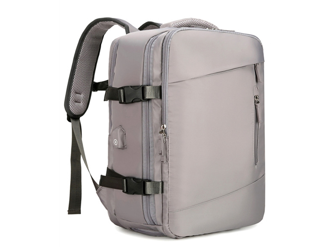 Mochila de viaje de gran capacidad con puerto USB y bolsa para zapatos.
