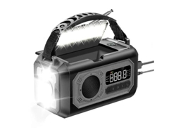 Radio meteorológica portátil AM/FM/solar con manivela, radio meteorológica de emergencia de 12000 mAh con linterna Panoona